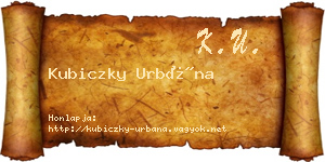 Kubiczky Urbána névjegykártya